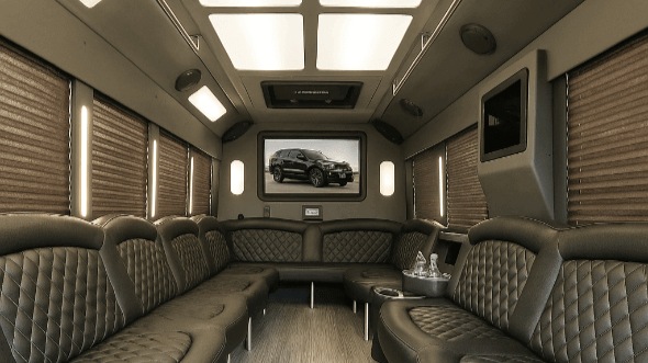 Interior of Charter Bus Company Clearwater's 25 Passenger Party Bus in Clearwater