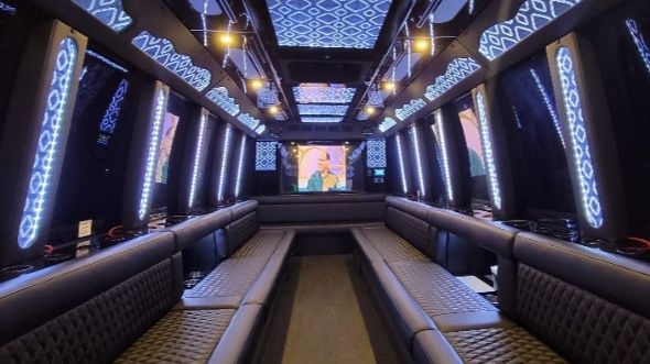 Interior of Charter Bus Company Largo's 28 Passenger Party Bus in Largo