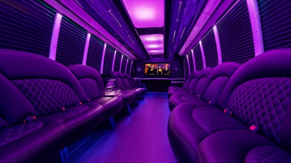 Interior of Charter Bus Company Orlando's 28 Passenger Party Bus in Orlando