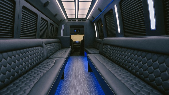 Interior of Charter Bus Company Brandon's 30 Passenger Party Bus in Brandon