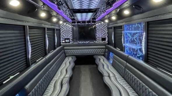 Interior of Charter Bus Company Brandon's 50 Passenger Party Bus in Brandon