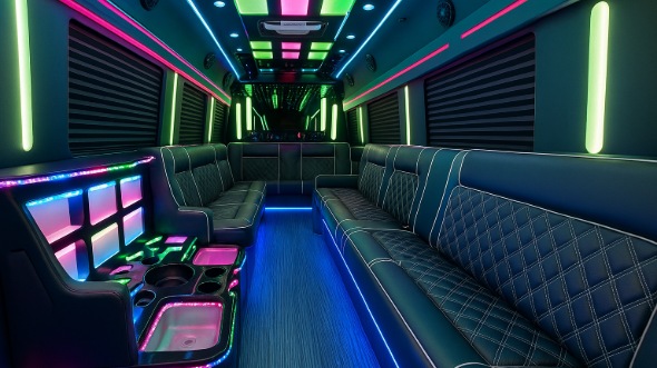 Interior of Charter Bus Company Tampa's 50 Passenger Party Bus in Tampa